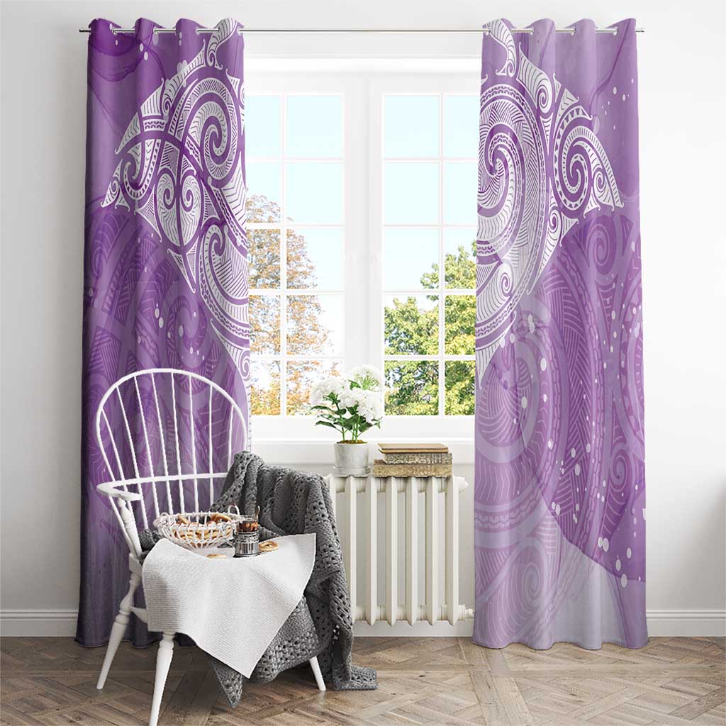 Epilepsy Awareness Maori Aotearoa Window Curtain Manta Ray - Purple Glaze - Aussie Hoodie