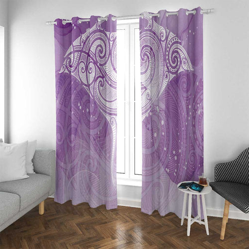 Epilepsy Awareness Maori Aotearoa Window Curtain Manta Ray - Purple Glaze - Aussie Hoodie