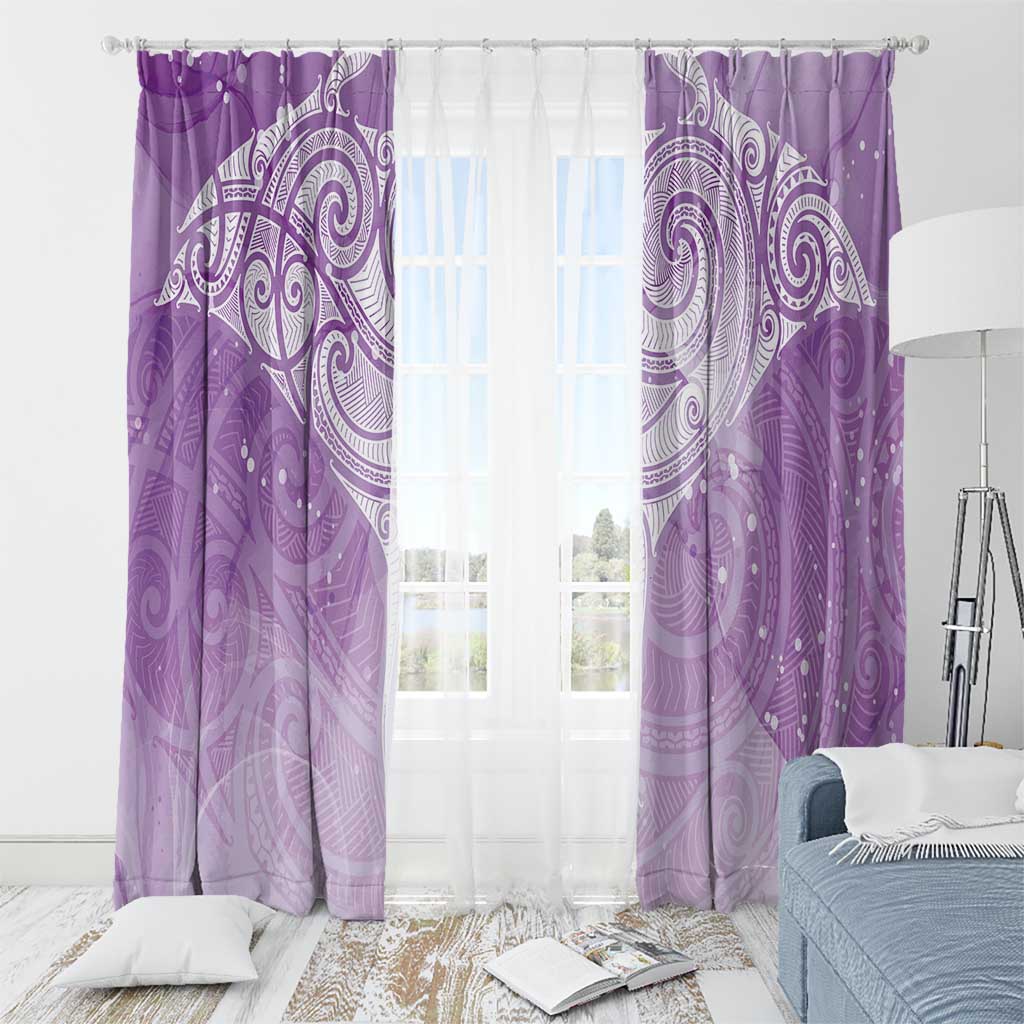 Epilepsy Awareness Maori Aotearoa Window Curtain Manta Ray - Purple Glaze - Aussie Hoodie