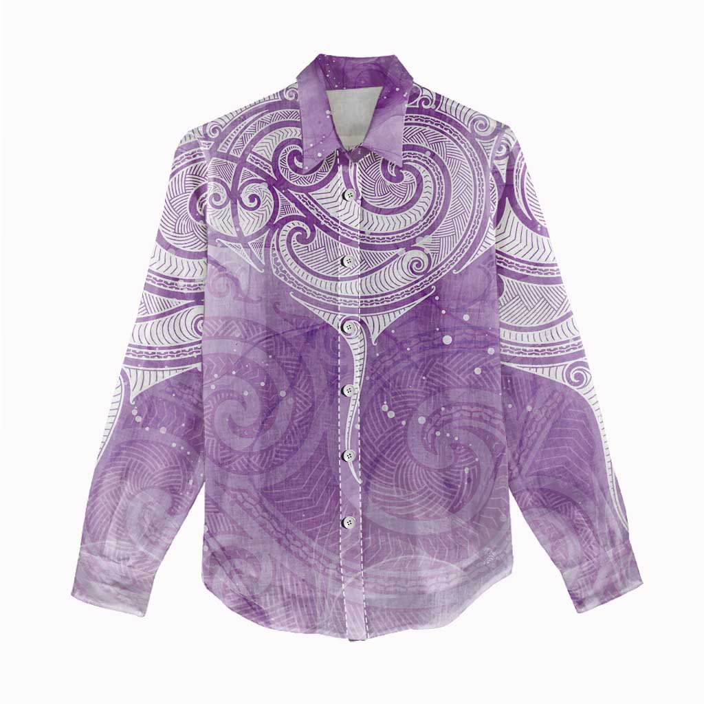 Epilepsy Awareness Maori Aotearoa Women Casual Shirt Manta Ray - Purple Glaze - Aussie Hoodie