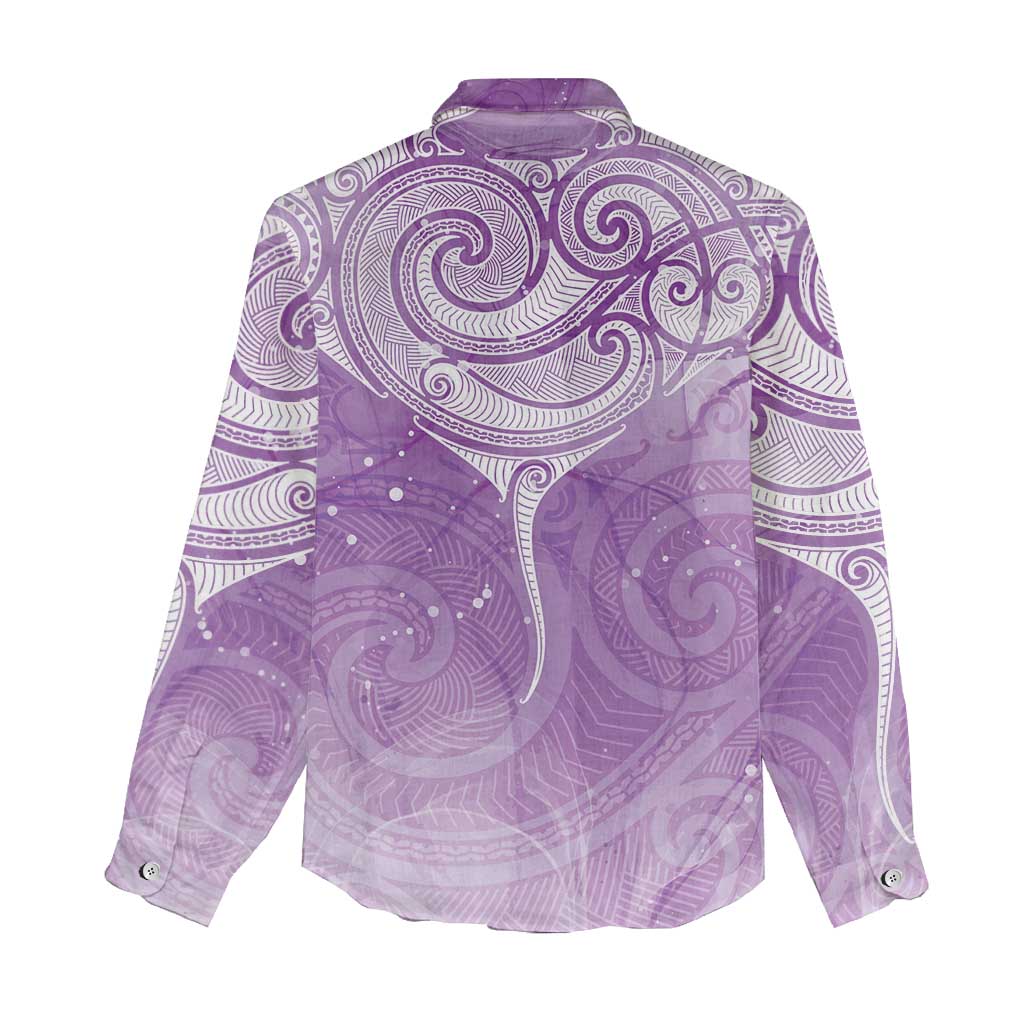 Epilepsy Awareness Maori Aotearoa Women Casual Shirt Manta Ray - Purple Glaze - Aussie Hoodie