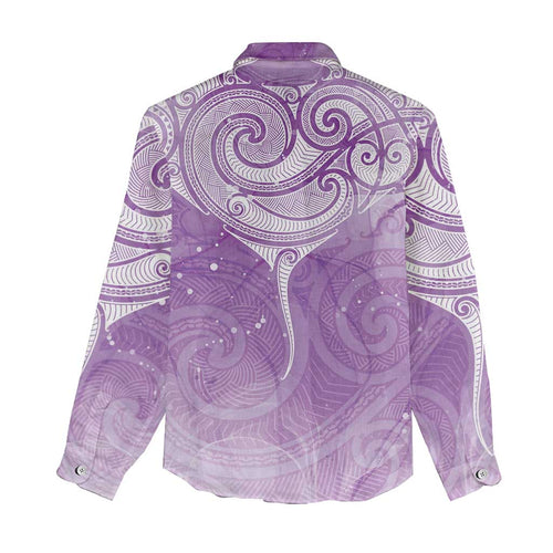 Epilepsy Awareness Maori Aotearoa Women Casual Shirt Manta Ray - Purple Glaze - Aussie Hoodie