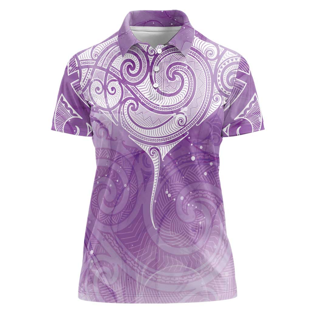 Epilepsy Awareness Maori Aotearoa Women Polo Shirt Manta Ray - Purple Glaze - Aussie Hoodie