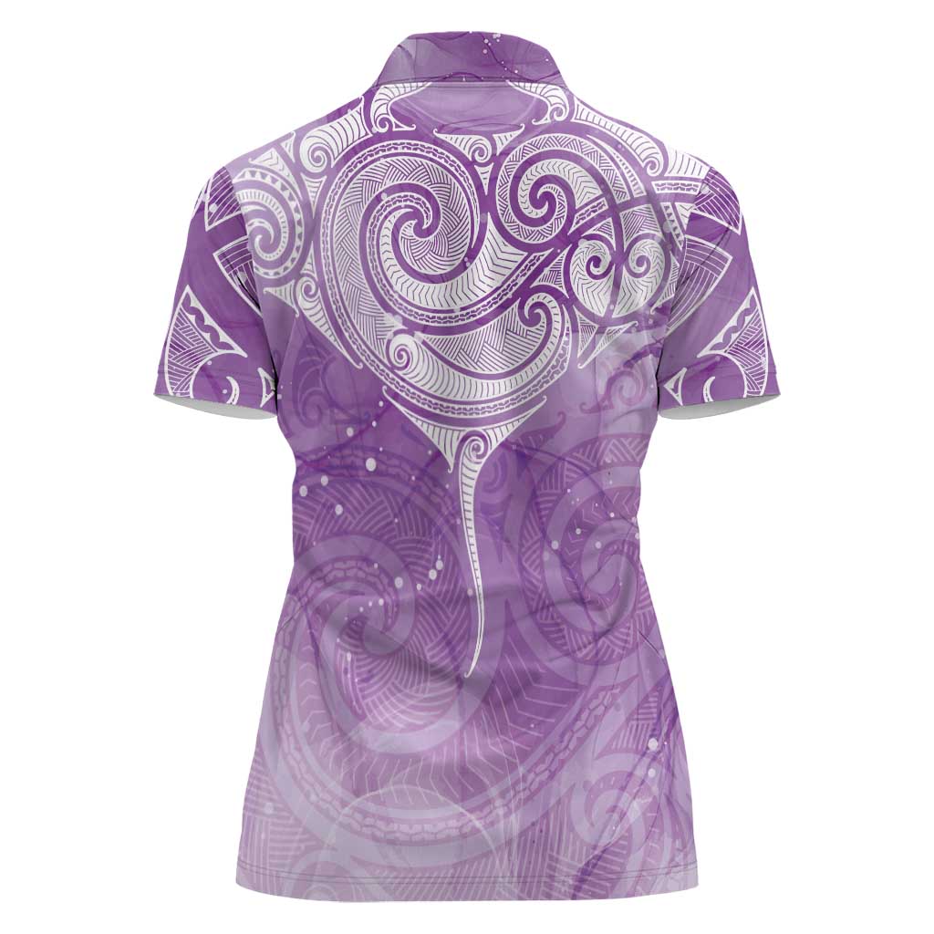 Epilepsy Awareness Maori Aotearoa Women Polo Shirt Manta Ray - Purple Glaze - Aussie Hoodie