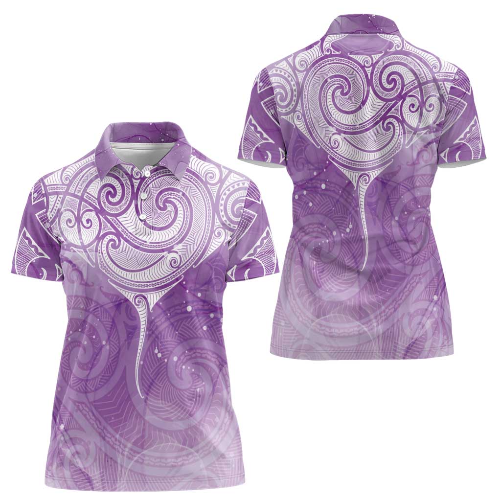 Epilepsy Awareness Maori Aotearoa Women Polo Shirt Manta Ray - Purple Glaze - Aussie Hoodie