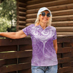 Epilepsy Awareness Maori Aotearoa Women Polo Shirt Manta Ray - Purple Glaze - Aussie Hoodie