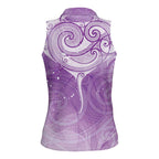 Epilepsy Awareness Maori Aotearoa Women Sleeveless Polo Shirt Manta Ray - Purple Glaze - Aussie Hoodie