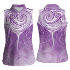 Epilepsy Awareness Maori Aotearoa Women Sleeveless Polo Shirt Manta Ray - Purple Glaze - Aussie Hoodie
