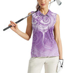 Epilepsy Awareness Maori Aotearoa Women Sleeveless Polo Shirt Manta Ray - Purple Glaze - Aussie Hoodie
