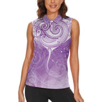 Epilepsy Awareness Maori Aotearoa Women Sleeveless Polo Shirt Manta Ray - Purple Glaze - Aussie Hoodie