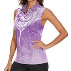 Epilepsy Awareness Maori Aotearoa Women Sleeveless Polo Shirt Manta Ray - Purple Glaze - Aussie Hoodie
