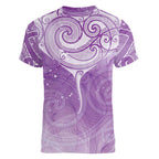Epilepsy Awareness Maori Aotearoa Women V-Neck T-Shirt Manta Ray - Purple Glaze - Aussie Hoodie