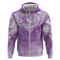 Epilepsy Awareness Maori Aotearoa Zip Hoodie Manta Ray - Purple Glaze - Aussie Hoodie