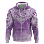 Epilepsy Awareness Maori Aotearoa Zip Hoodie Manta Ray - Purple Glaze - Aussie Hoodie