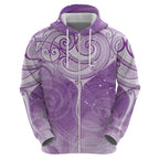 Epilepsy Awareness Maori Aotearoa Zip Hoodie Manta Ray - Purple Glaze - Aussie Hoodie