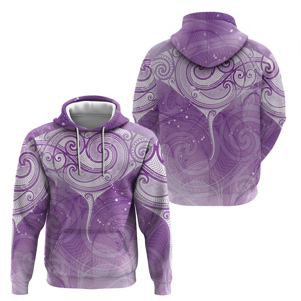 Epilepsy Awareness Maori Aotearoa Zip Hoodie Manta Ray - Purple Glaze - Aussie Hoodie