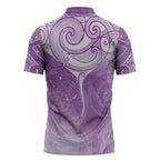 Epilepsy Awareness Maori Aotearoa Zipper Polo Shirt Manta Ray - Purple Glaze - Aussie Hoodie