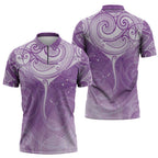 Epilepsy Awareness Maori Aotearoa Zipper Polo Shirt Manta Ray - Purple Glaze - Aussie Hoodie
