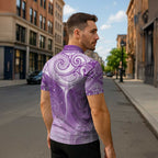 Epilepsy Awareness Maori Aotearoa Zipper Polo Shirt Manta Ray - Purple Glaze - Aussie Hoodie
