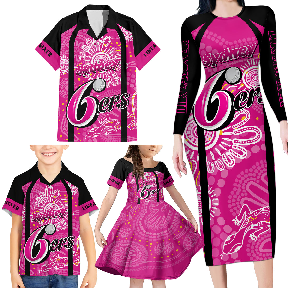 custom-sixers-cricket-indigenous-family-matching-long-sleeve-bodycon-dress-and-hawaiian-shirt-inspirations
