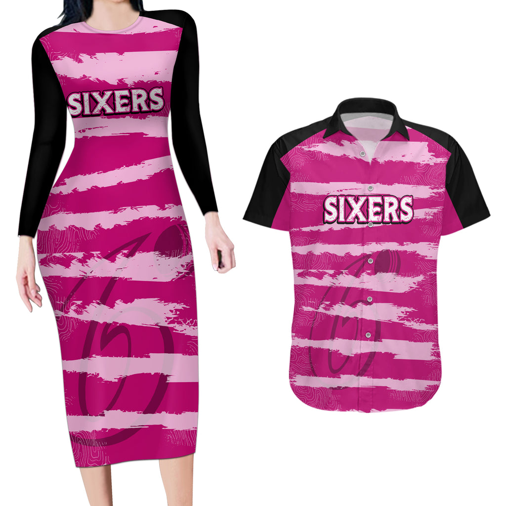 custom-sixers-cricket-2023-couples-matching-long-sleeve-bodycon-dress-and-hawaiian-shirt-likeasixer-special-ver