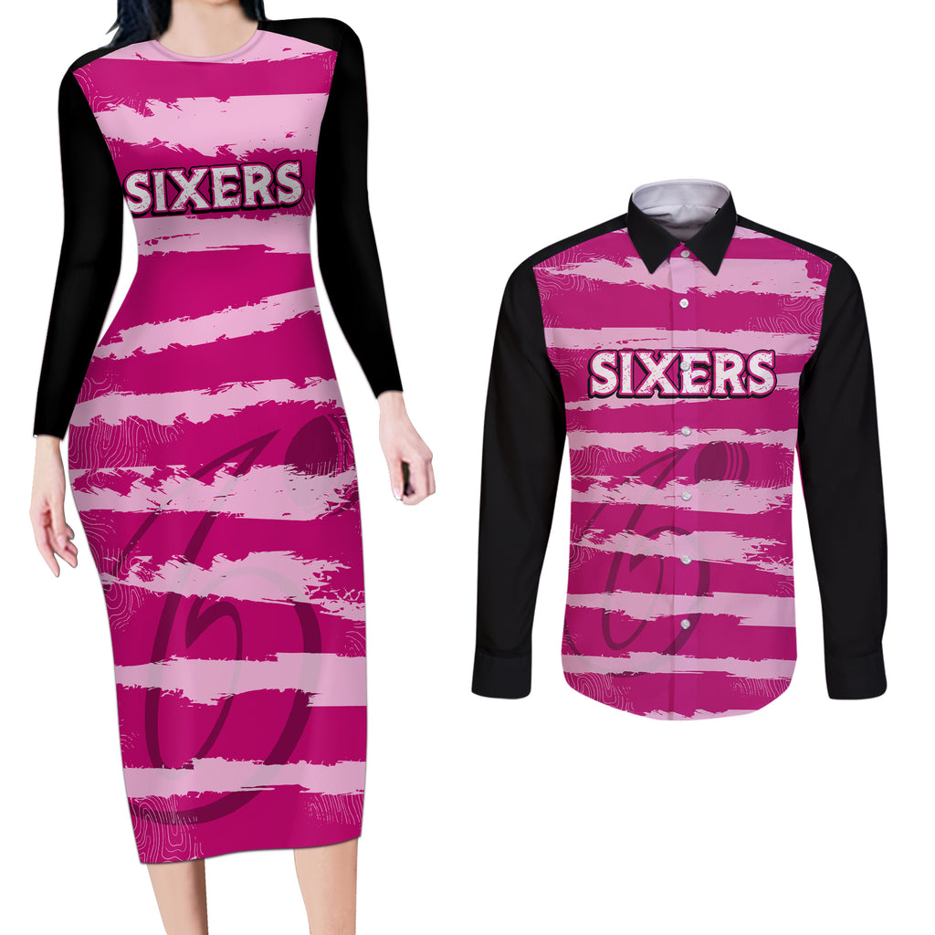 custom-sixers-cricket-2023-couples-matching-long-sleeve-bodycon-dress-and-long-sleeve-button-shirt-likeasixer-special-ver