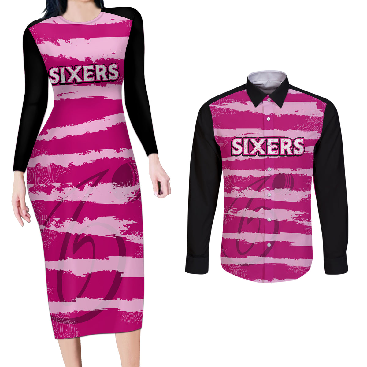 custom-sixers-cricket-2023-couples-matching-long-sleeve-bodycon-dress-and-long-sleeve-button-shirt-likeasixer-special-ver