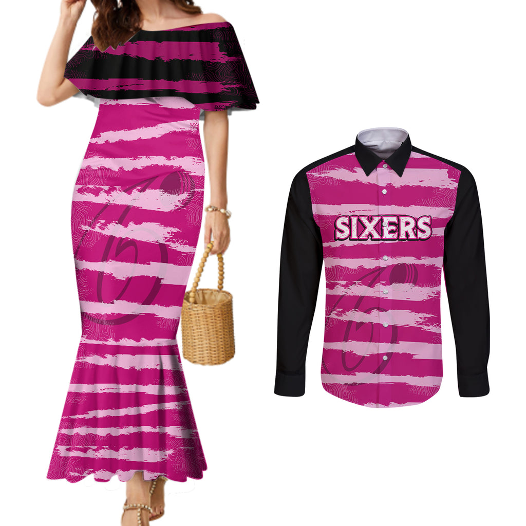 custom-sixers-cricket-2023-couples-matching-mermaid-dress-and-long-sleeve-button-shirt-likeasixer-special-ver