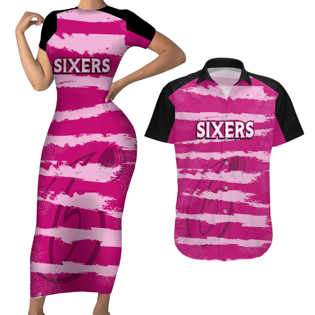 custom-sixers-cricket-2023-couples-matching-short-sleeve-bodycon-dress-and-hawaiian-shirt-likeasixer-special-ver