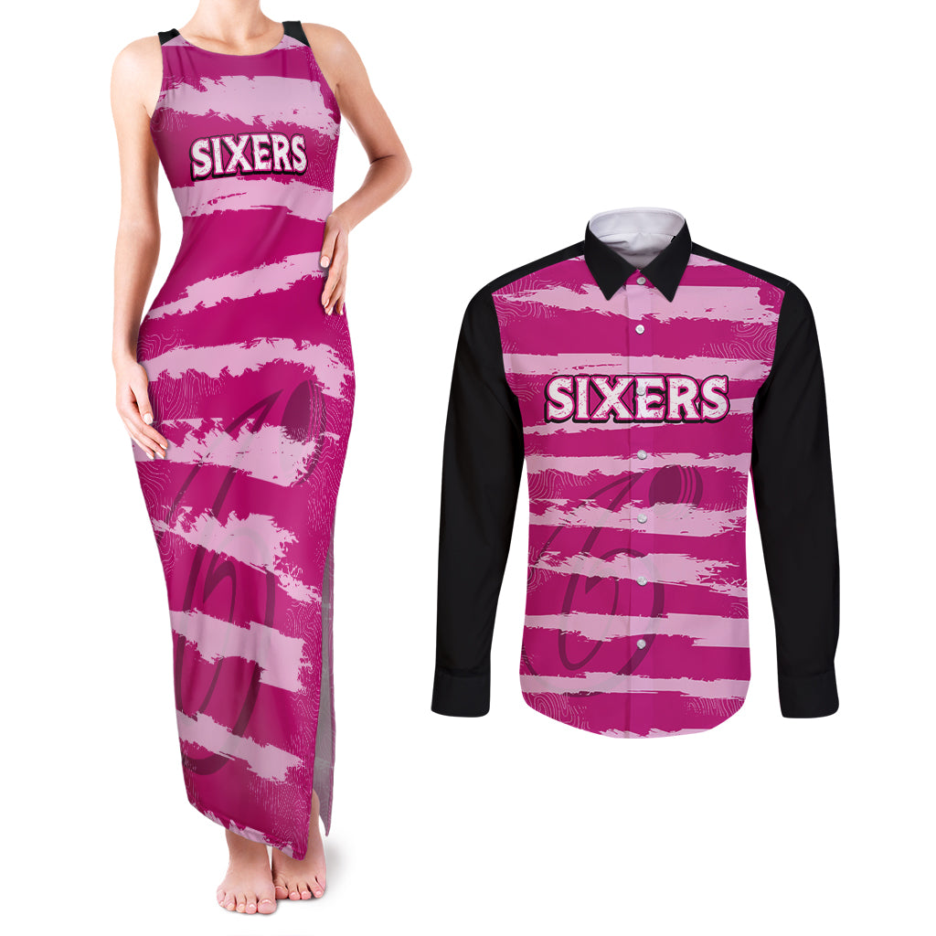custom-sixers-cricket-2023-couples-matching-tank-maxi-dress-and-long-sleeve-button-shirt-likeasixer-special-ver