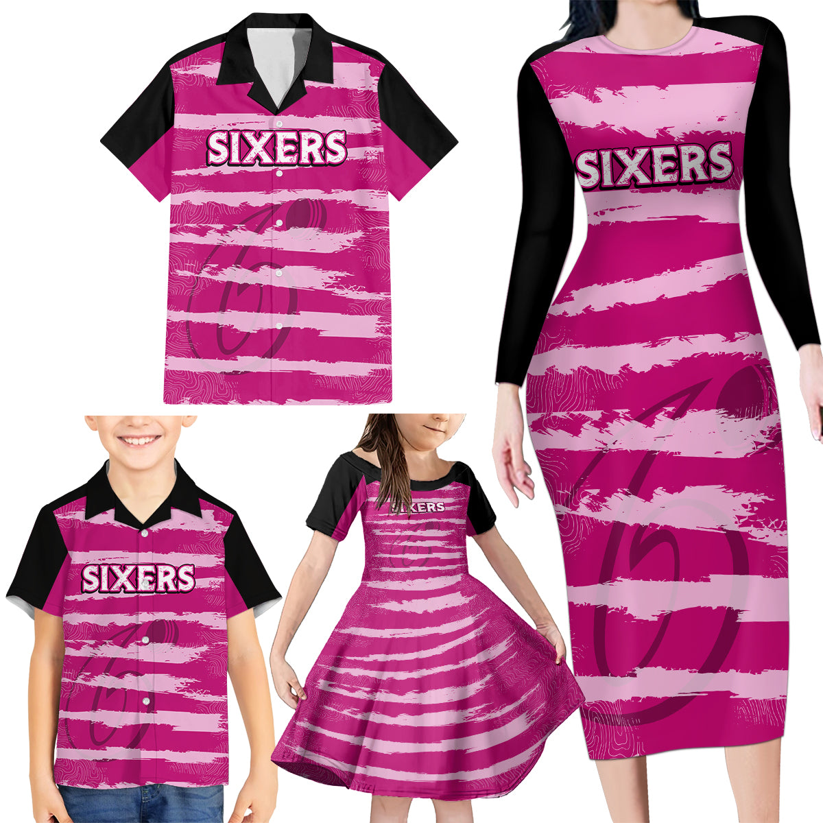 custom-sixers-cricket-2023-family-matching-long-sleeve-bodycon-dress-and-hawaiian-shirt-likeasixer-special-ver