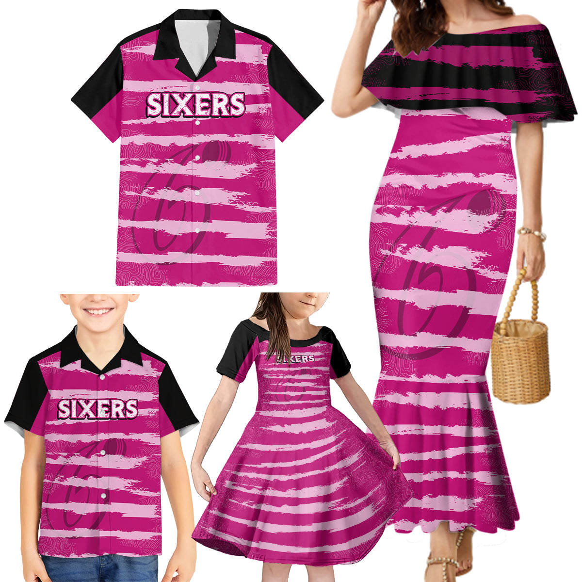 custom-sixers-cricket-2023-family-matching-mermaid-dress-and-hawaiian-shirt-likeasixer-special-ver
