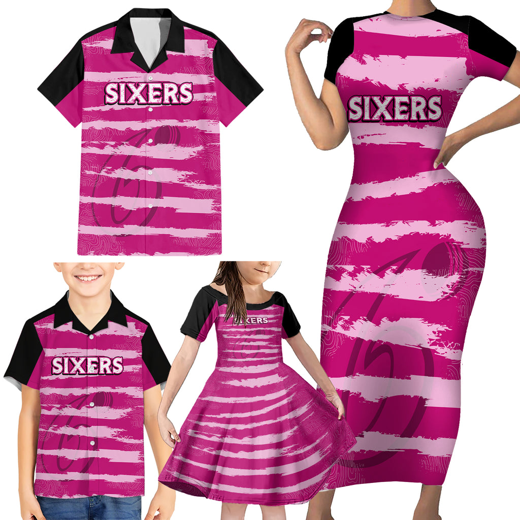 custom-sixers-cricket-2023-family-matching-short-sleeve-bodycon-dress-and-hawaiian-shirt-likeasixer-special-ver