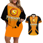 custom-scorchers-cricket-champions-2023-couples-matching-off-shoulder-short-dress-and-hawaiian-shirt-made-tough