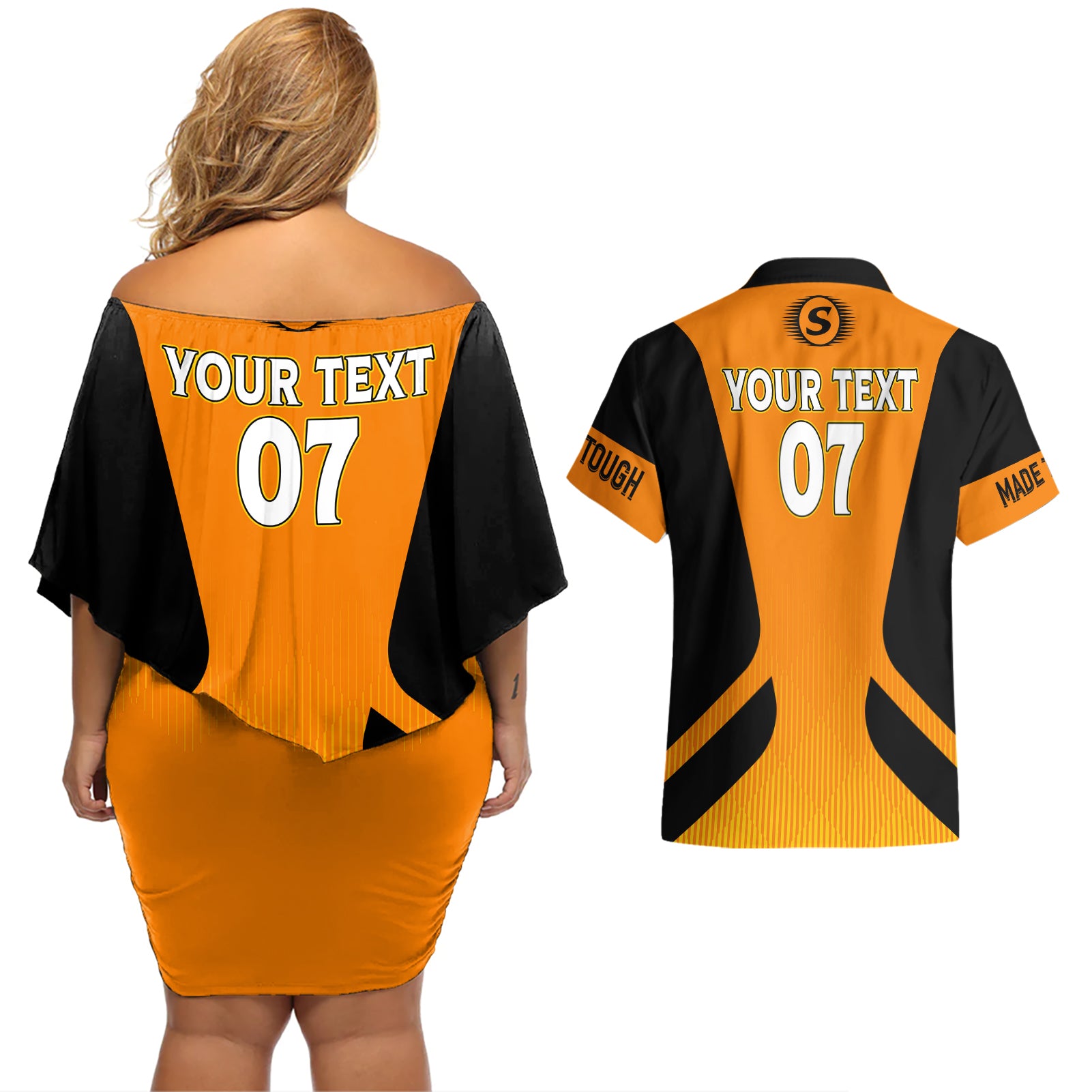 custom-scorchers-cricket-champions-2023-couples-matching-off-shoulder-short-dress-and-hawaiian-shirt-made-tough