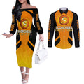 custom-scorchers-cricket-champions-2023-couples-matching-off-the-shoulder-long-sleeve-dress-and-long-sleeve-button-shirt-made-tough