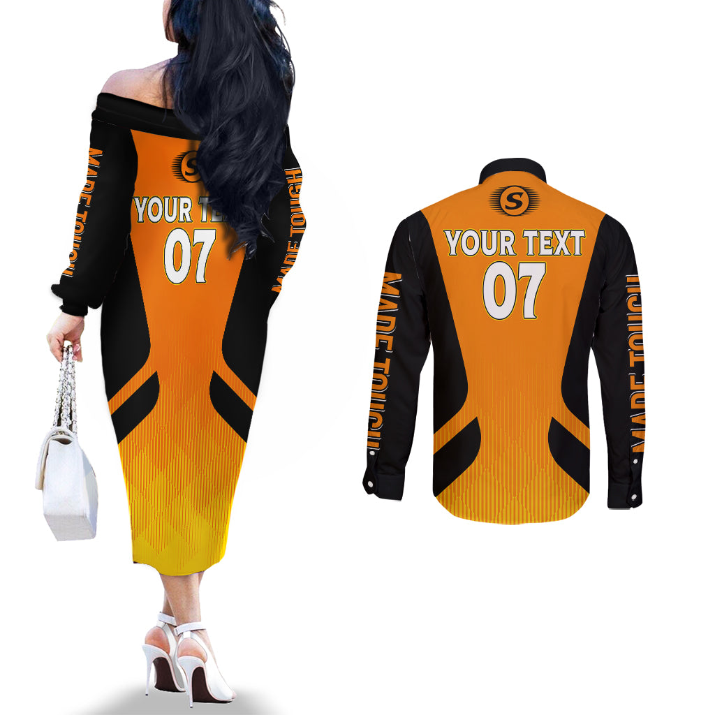 custom-scorchers-cricket-champions-2023-couples-matching-off-the-shoulder-long-sleeve-dress-and-long-sleeve-button-shirt-made-tough