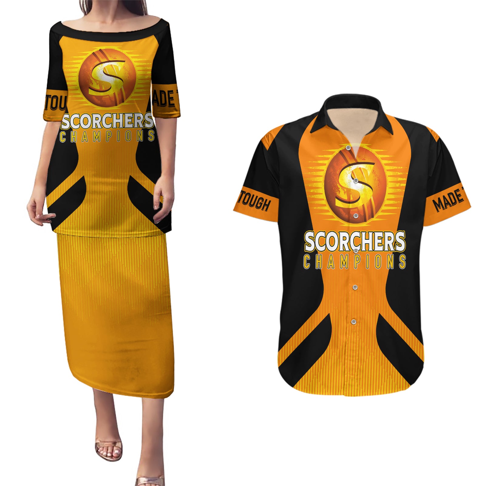 custom-scorchers-cricket-champions-2023-couples-matching-puletasi-dress-and-hawaiian-shirt-made-tough