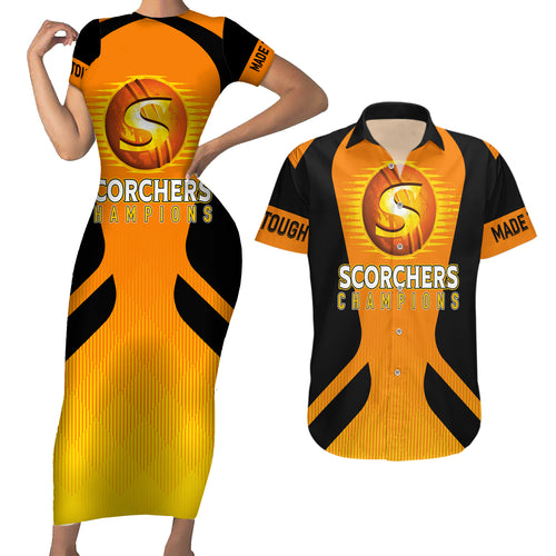 custom-scorchers-cricket-champions-2023-couples-matching-short-sleeve-bodycon-dress-and-hawaiian-shirt-made-tough