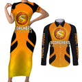 custom-scorchers-cricket-champions-2023-couples-matching-short-sleeve-bodycon-dress-and-long-sleeve-button-shirt-made-tough