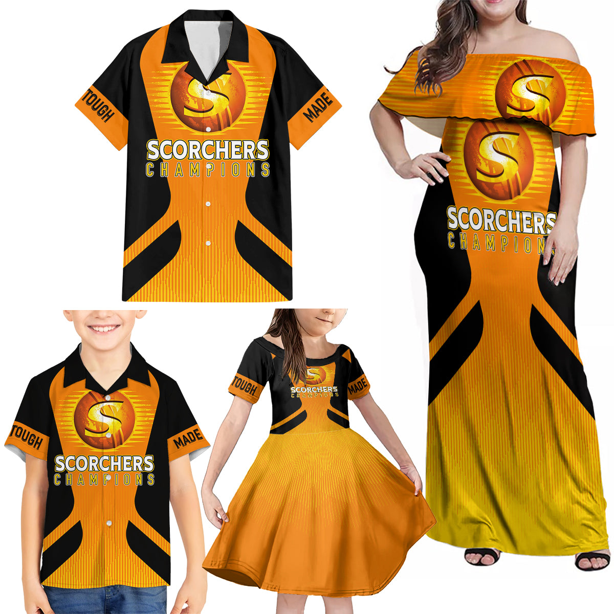 custom-scorchers-cricket-champions-2023-family-matching-off-shoulder-maxi-dress-and-hawaiian-shirt-made-tough
