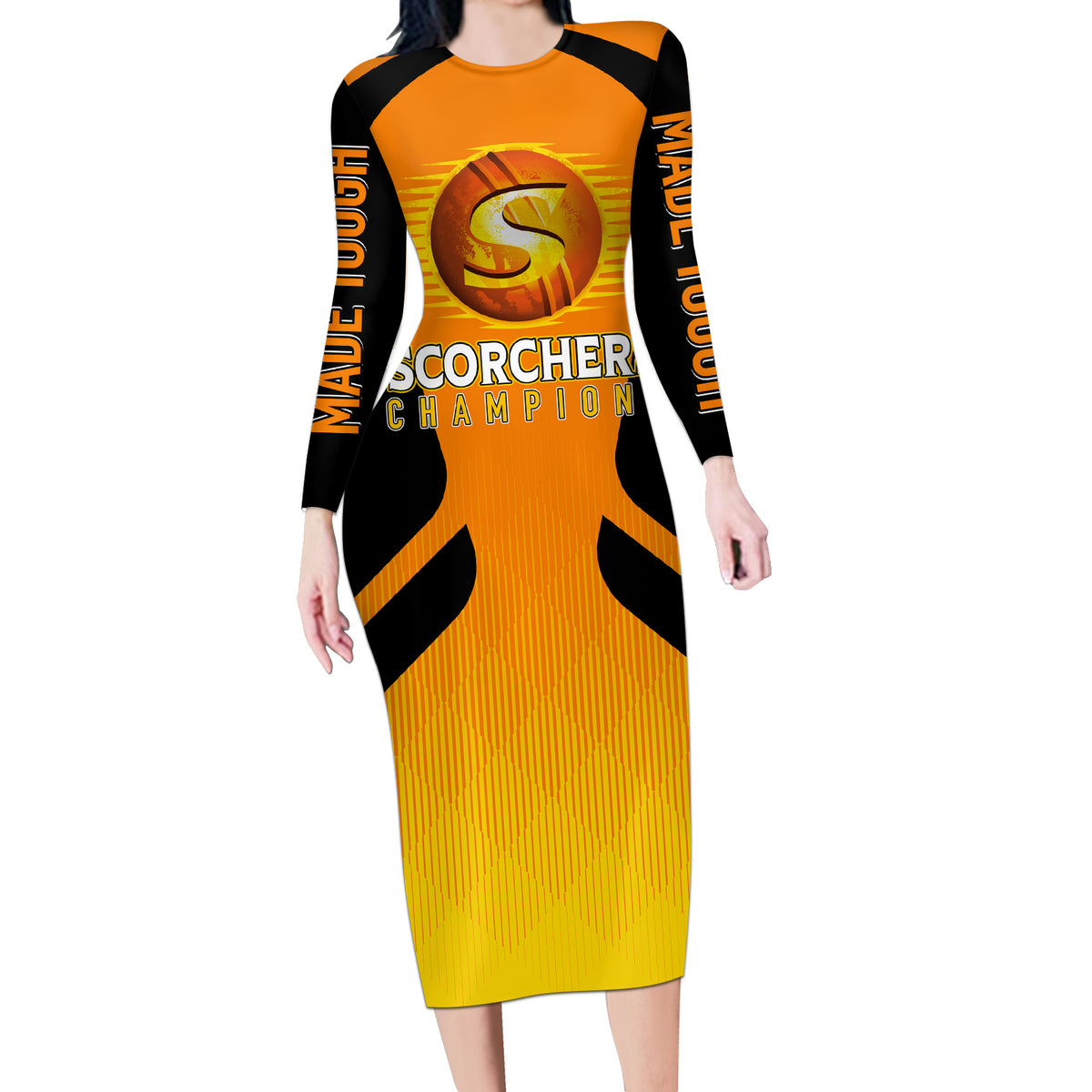 custom-scorchers-cricket-champions-2023-long-sleeve-bodycon-dress-made-tough