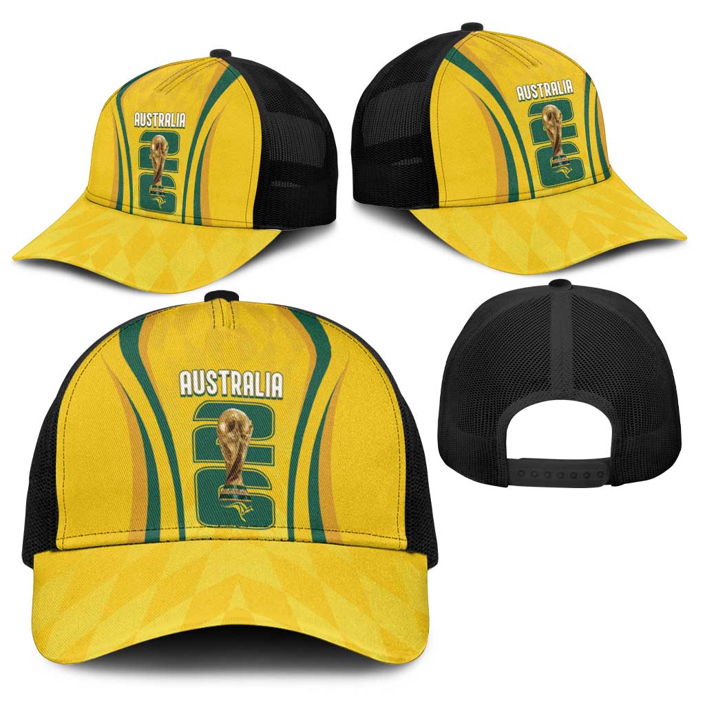 Australia Socceroos Custom Baseball Net Cap 2026 Forever Golden - Aussie Hoodie