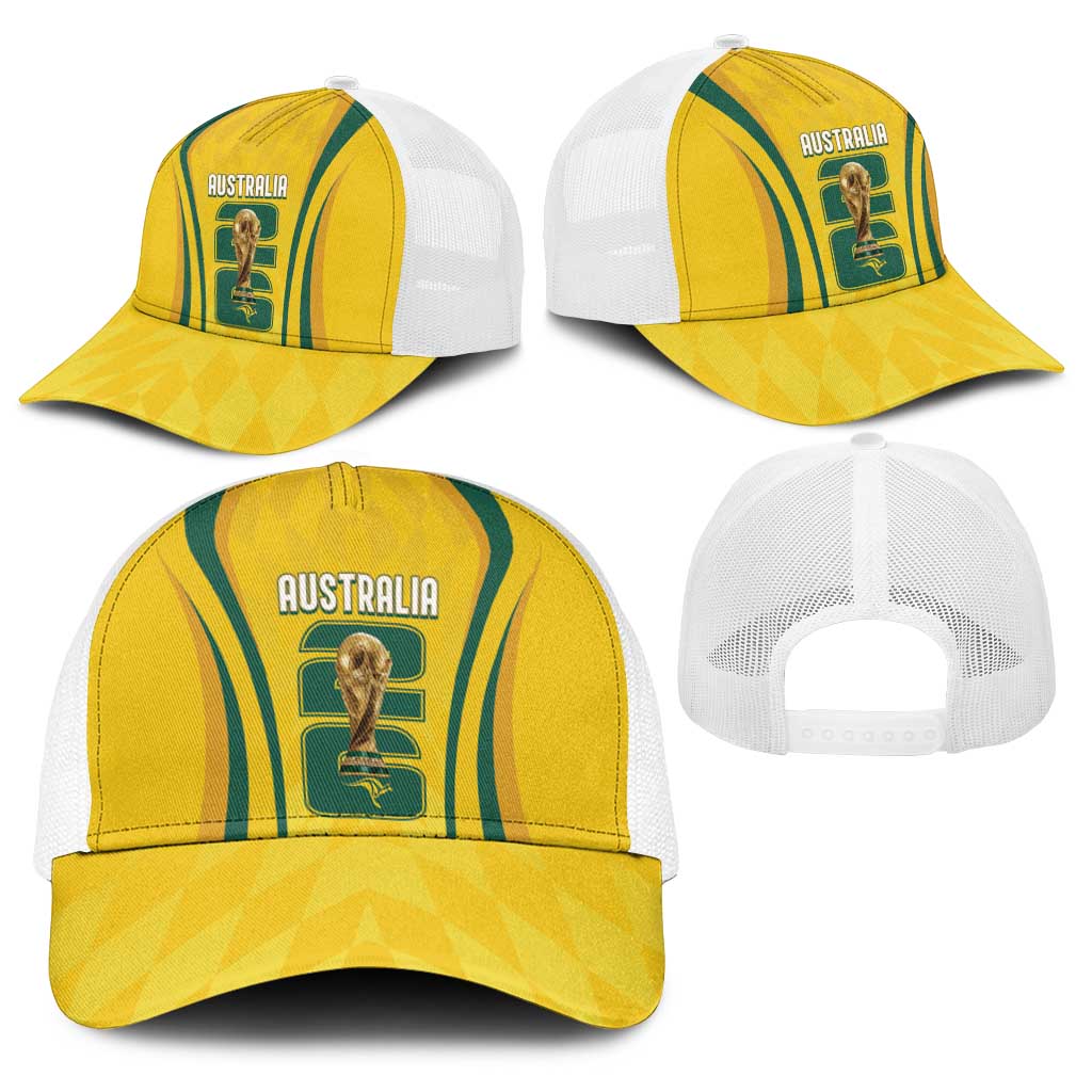 Australia Socceroos Custom Baseball Net Cap 2026 Forever Golden - Aussie Hoodie