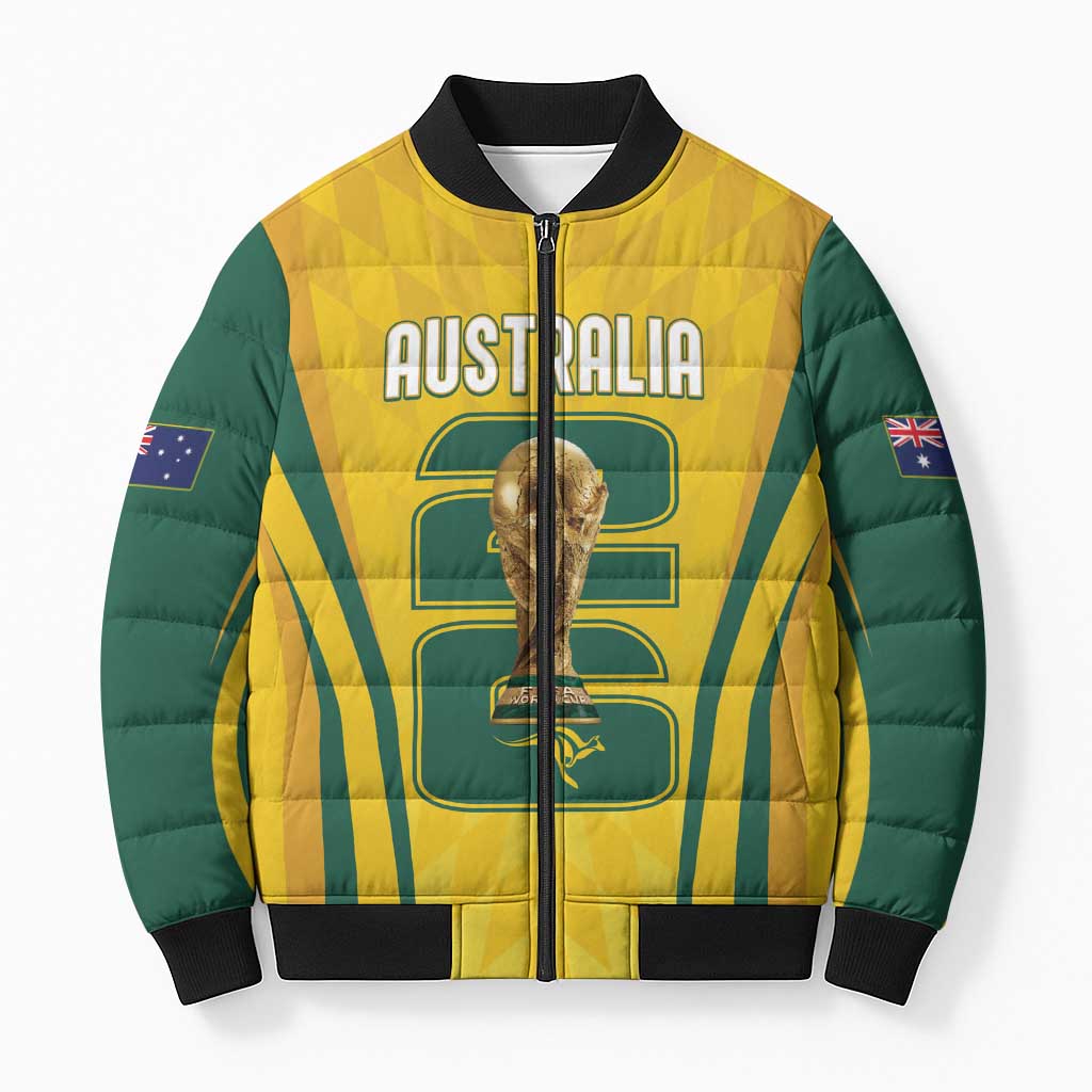 Australia Socceroos Custom Bomber Puffer Jacket 2026 Forever Golden - Aussie Hoodie
