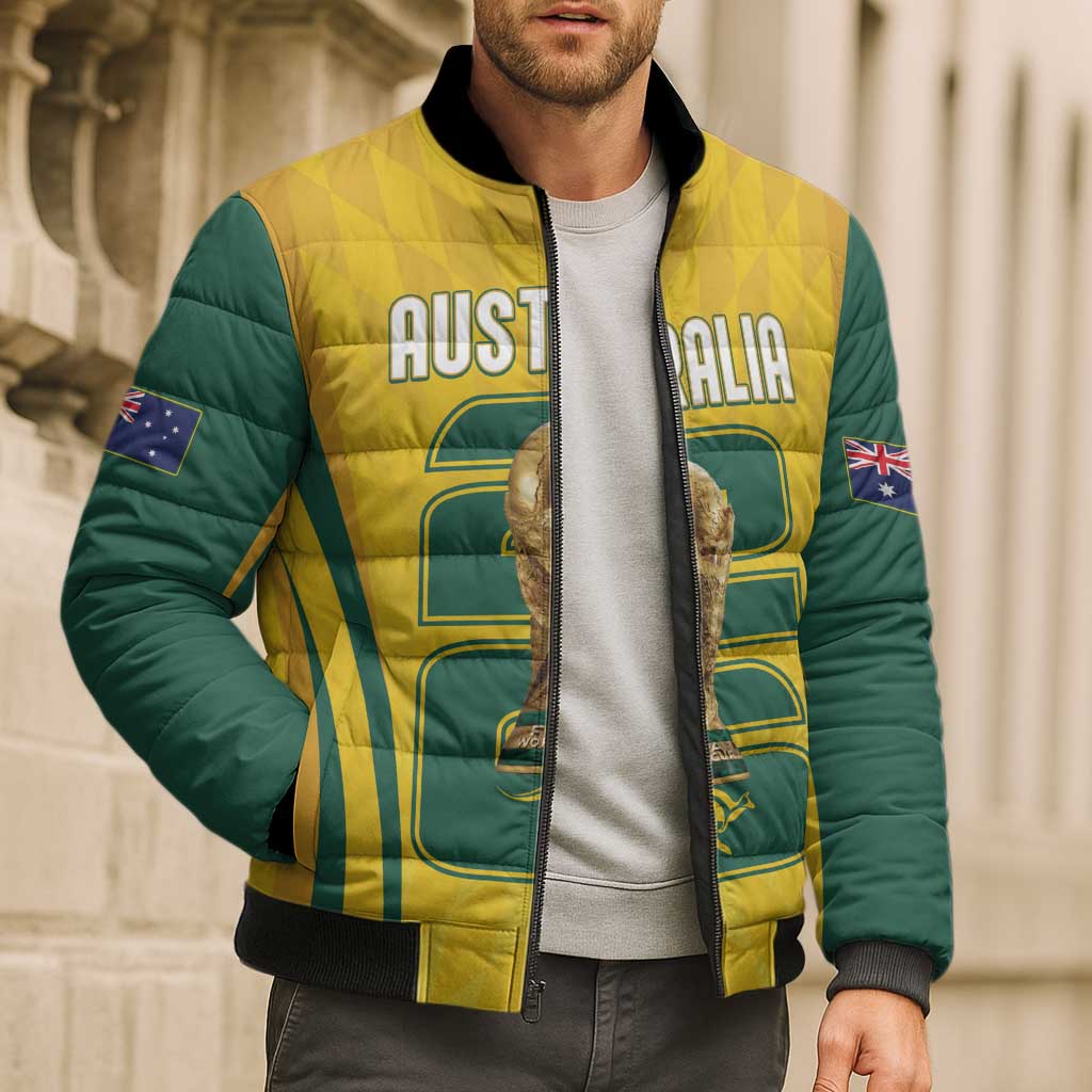 Australia Socceroos Custom Bomber Puffer Jacket 2026 Forever Golden - Aussie Hoodie