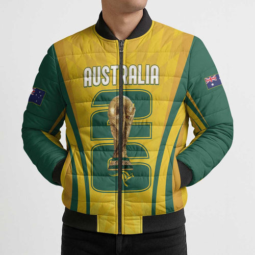 Australia Socceroos Custom Bomber Puffer Jacket 2026 Forever Golden - Aussie Hoodie