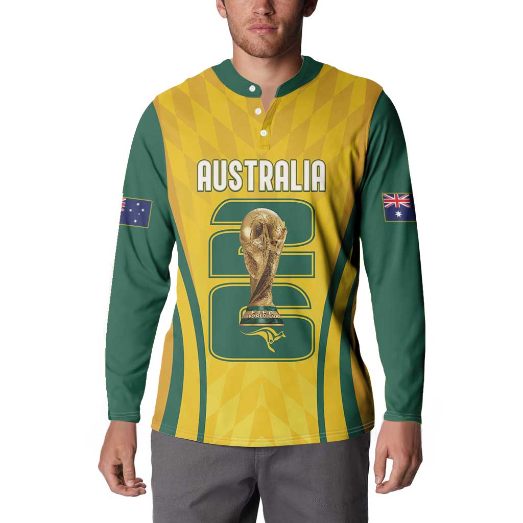 Australia Socceroos Custom Button Sweatshirt 2026 Forever Golden - Aussie Hoodie