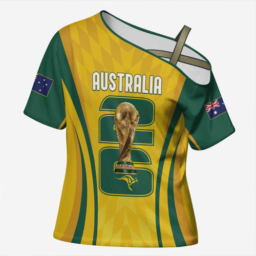 Australia Socceroos Custom Cross Shoulder Shirt 2026 Forever Golden - Aussie Hoodie