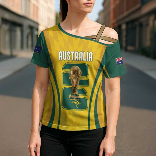 Australia Socceroos Custom Cross Shoulder Shirt 2026 Forever Golden - Aussie Hoodie